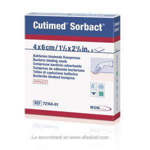 Apósito Gasa Cutimed® SORBACT 4x6cm 5U.de Captación bacteriana.BSN®