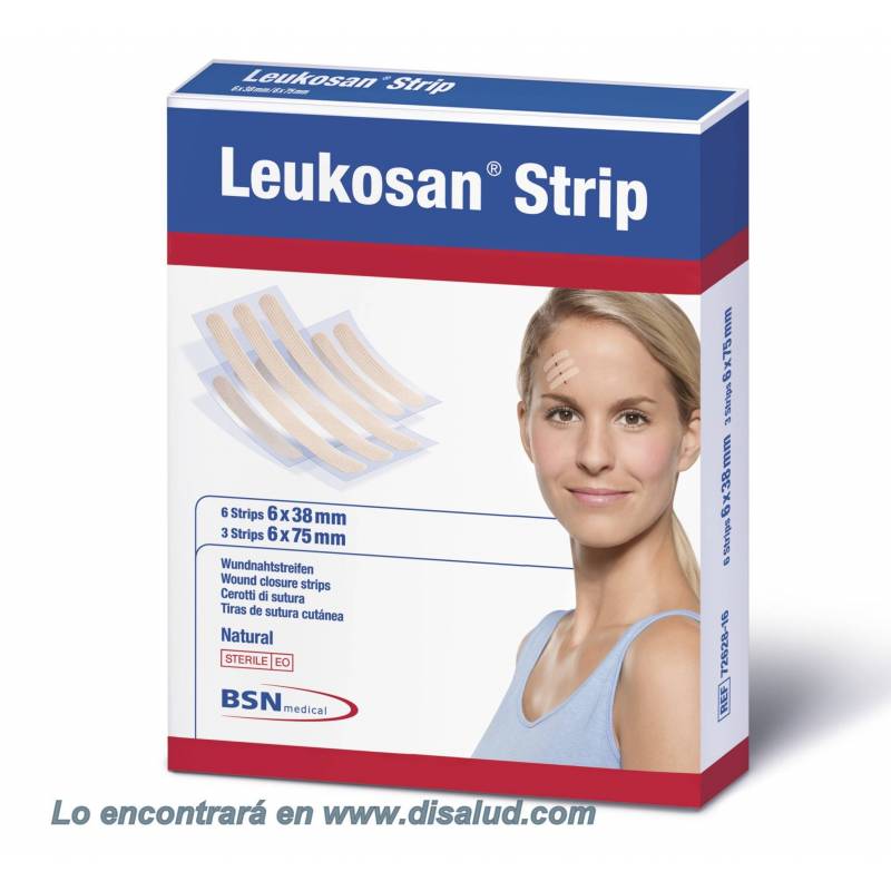 Leukosan® Strip Suture cutanée adhésive 6x38mm 50 enveloppes de 6 bandes (300 bandes). Beige