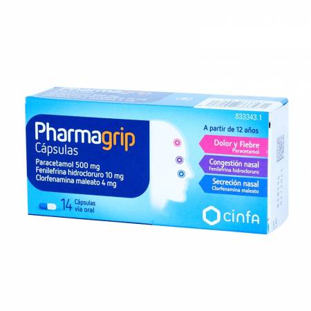 PHARMAGRIP 500/4/10 MG 14 CAPSULAS